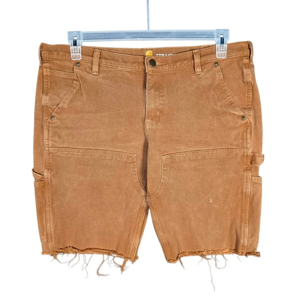 Carhartt Shorts Womens 14 Regular Cutoff Brown‎ Double Front Knee Utility 104296